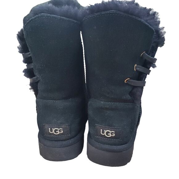 UGG Constantine Genuine Lamb Shearling Black Lace Up Boots Women's Size 6 US - Picture 7 of 16